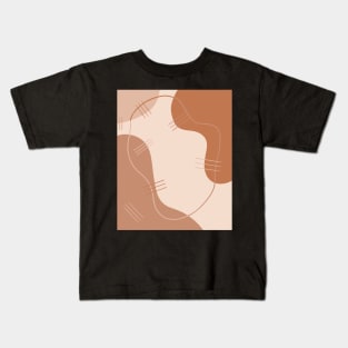 Brown and Beige Neutral Color Geometric Art Shapes and Lines Kids T-Shirt